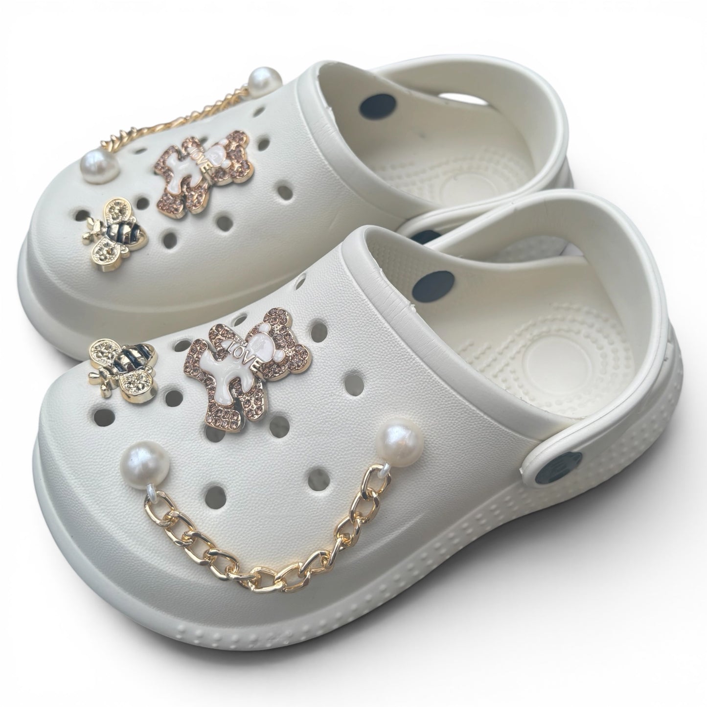 Sabots Blancs Enfant Ourson & Perles