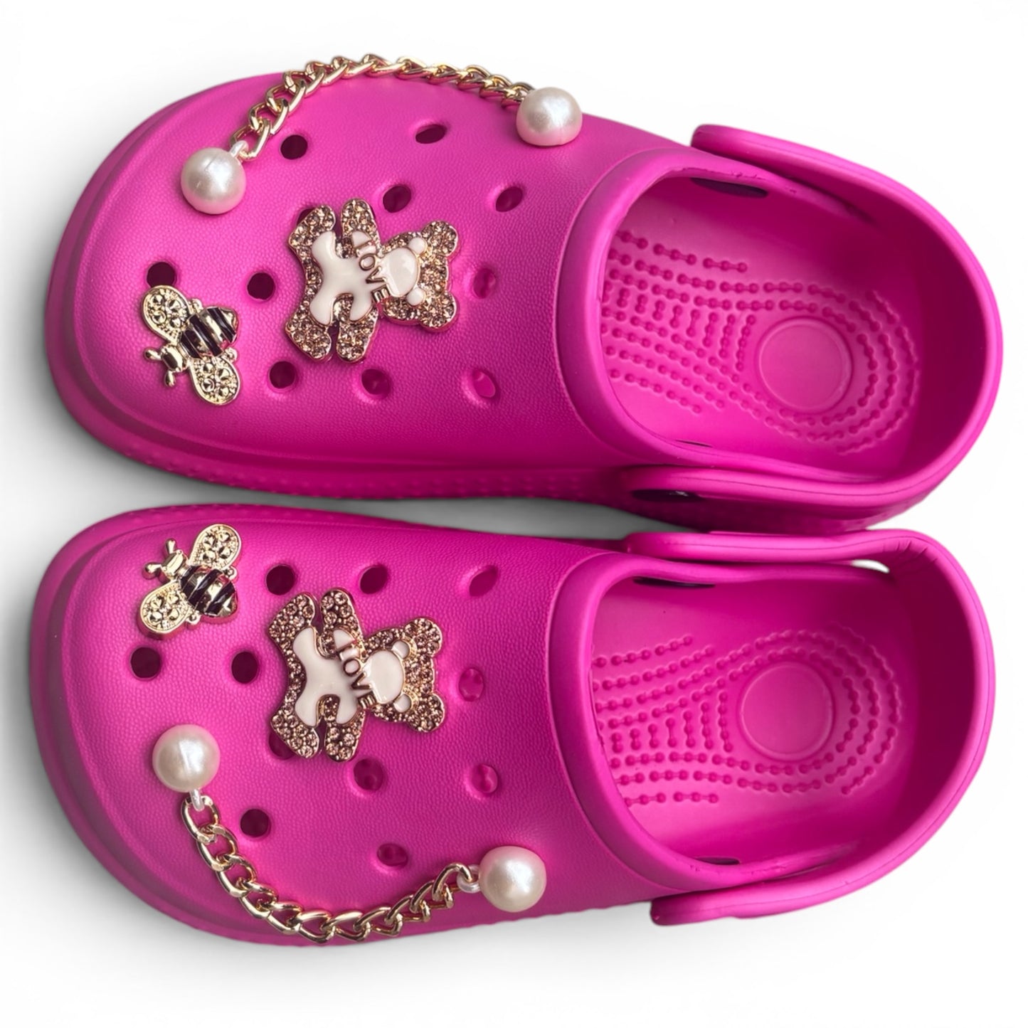 Sabots Enfant Fuchsia avec Ourson & Perles