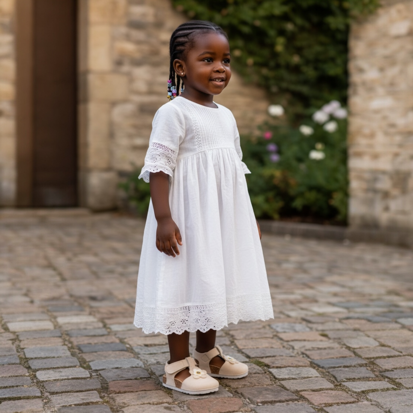 Sandales Fleur Beige Enfant