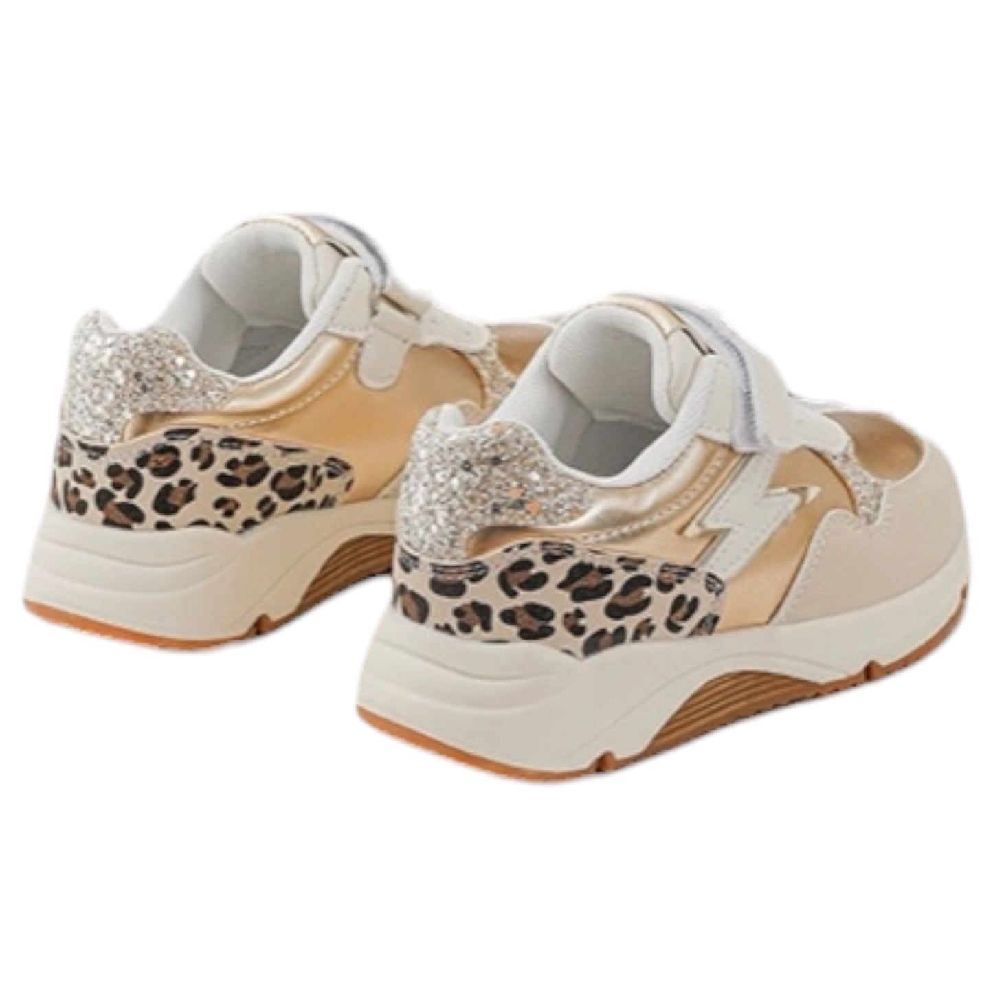 Baskets Fille Beige et Doré Léopard