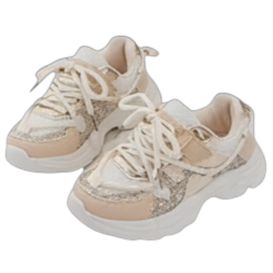Baskets Enfant Beige & Pailletées Eva
