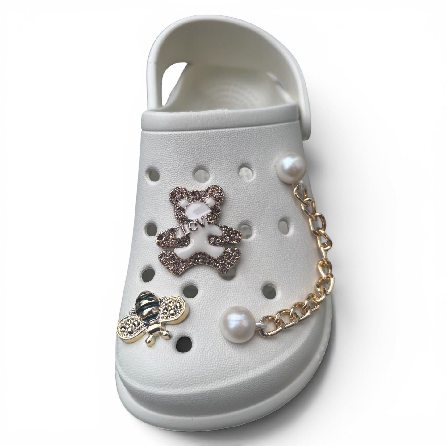 Sabots Blancs Enfant Ourson & Perles