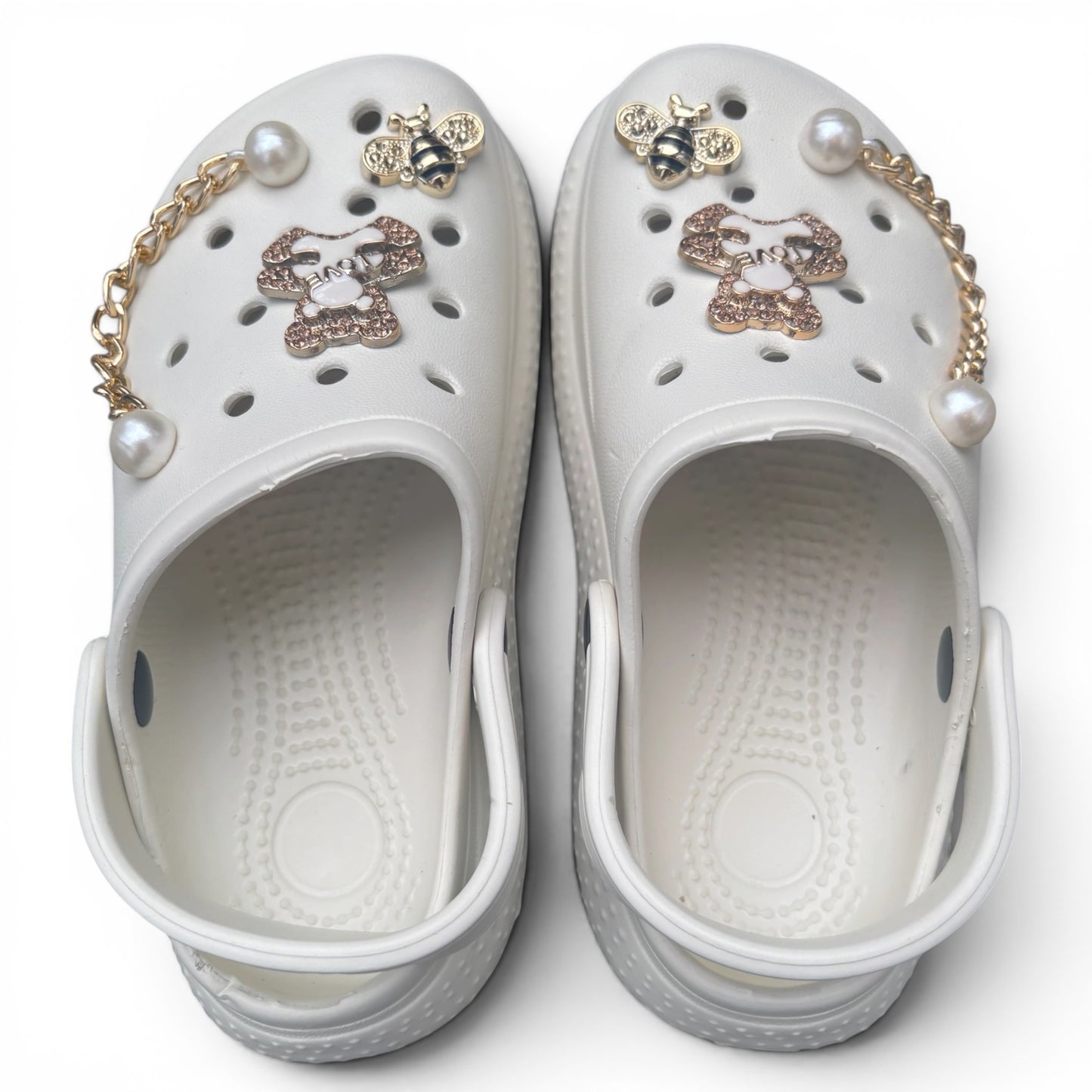 Sabots Blancs Enfant Ourson & Perles
