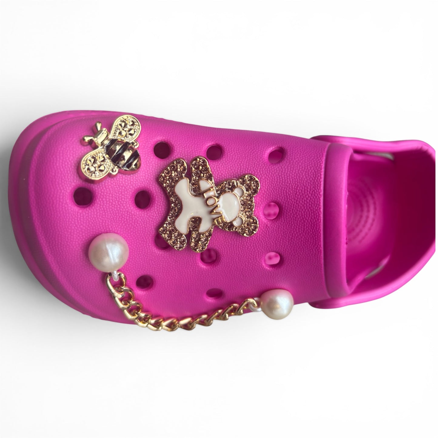 Sabots Enfant Fuchsia avec Ourson & Perles