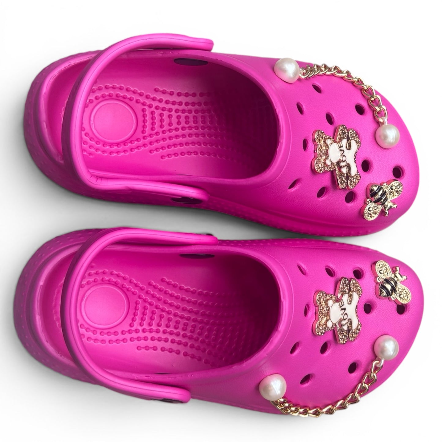 Sabots Enfant Fuchsia avec Ourson & Perles