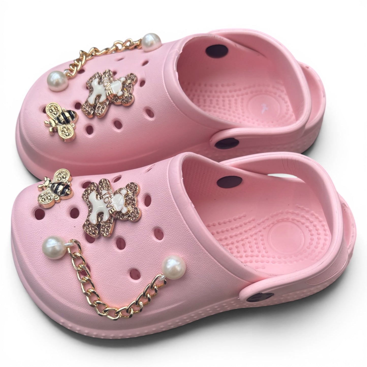 Sabots Enfant Rose Poudré Ourson & Perles