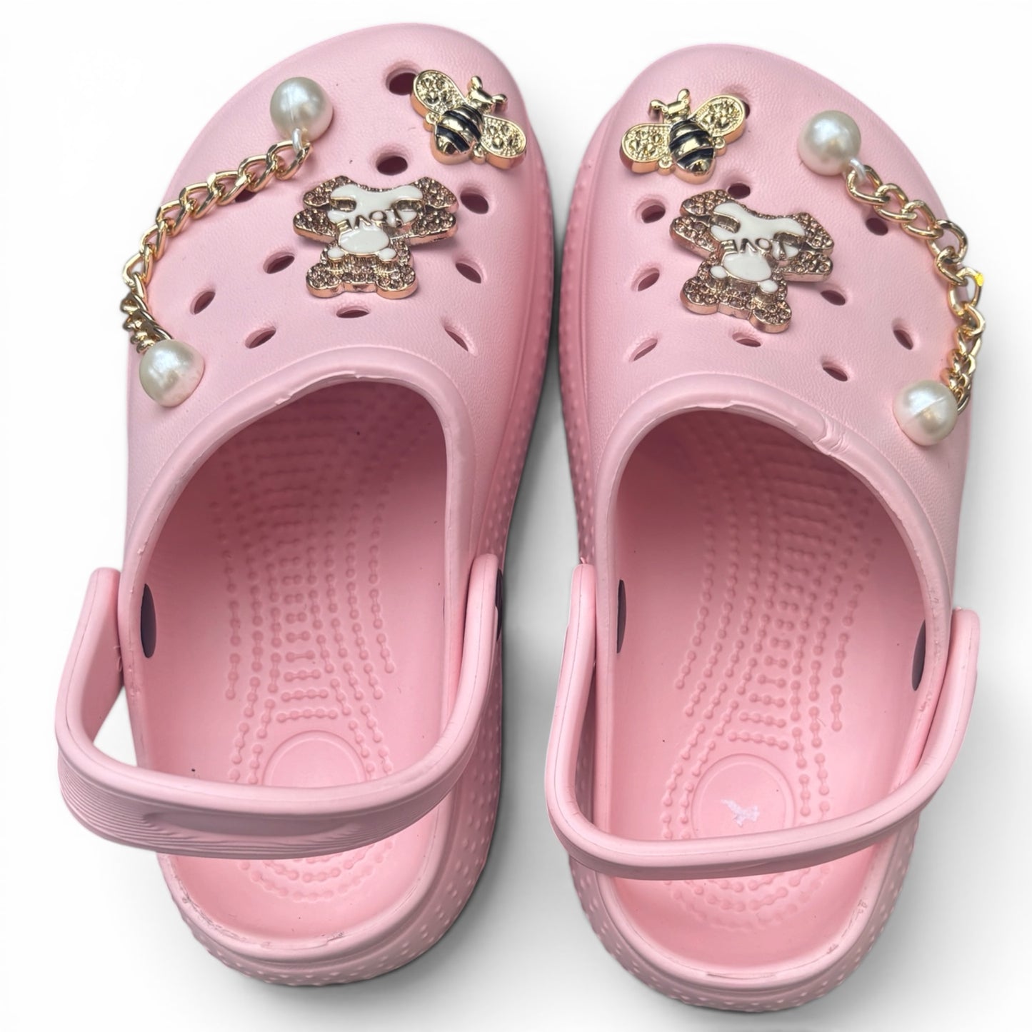 Sabots Enfant Rose Poudré Ourson & Perles