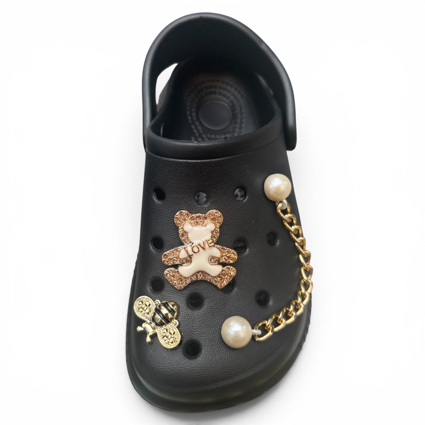 Sabots Noirs Enfant Ourson & Perles