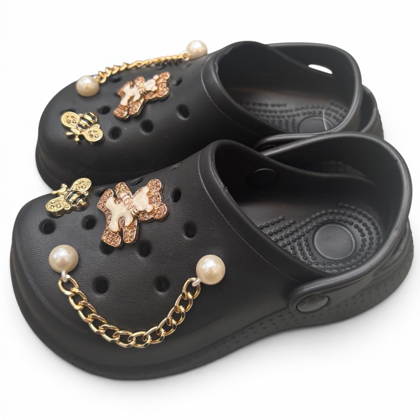 Sabots Noirs Enfant Ourson & Perles