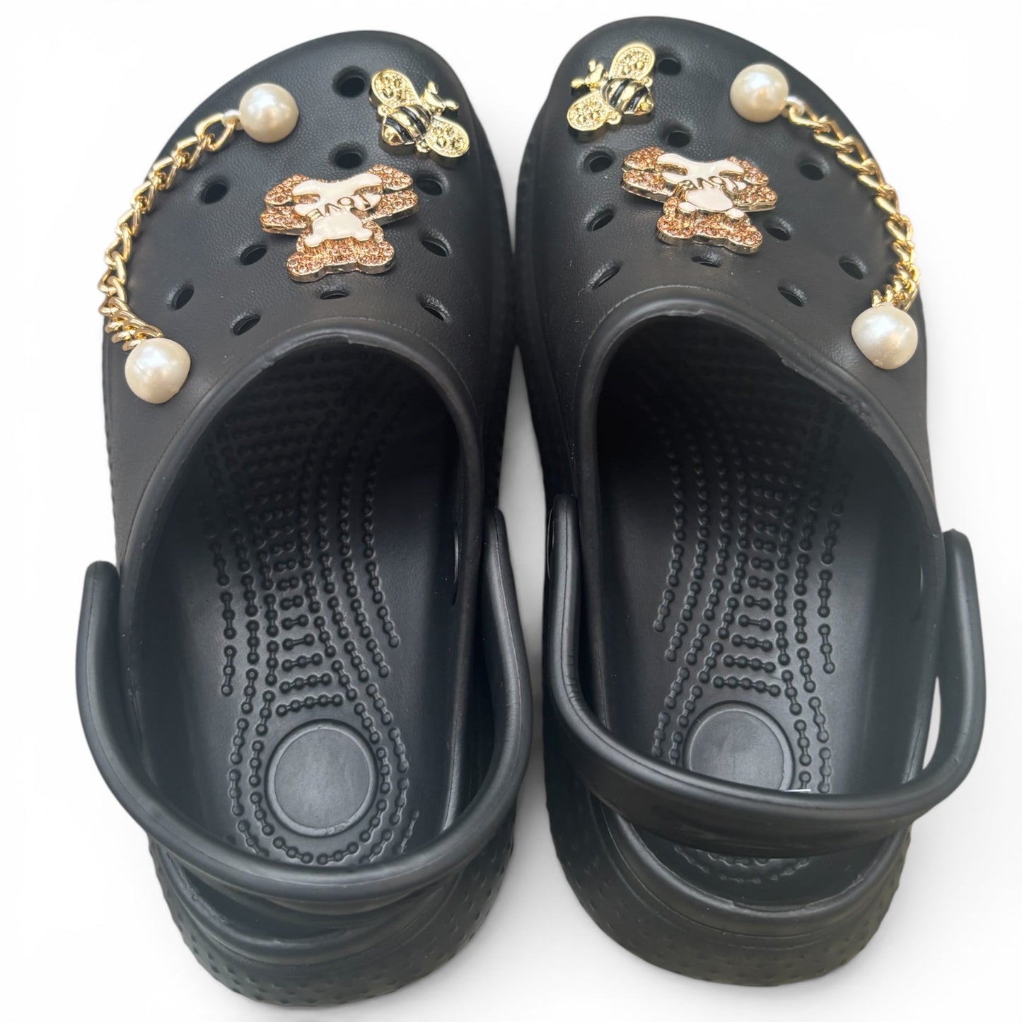 Sabots Noirs Enfant Ourson & Perles