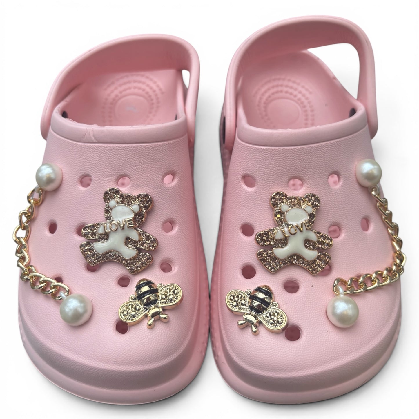 Sabots Enfant Rose Poudré Ourson & Perles