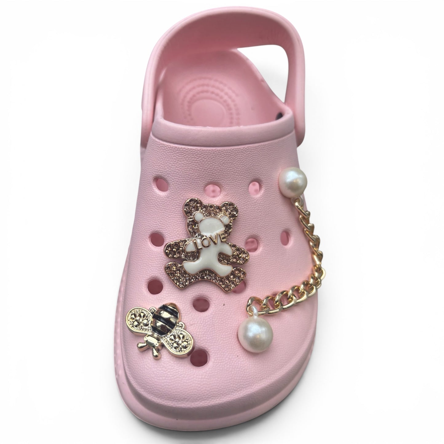 Sabots Enfant Rose Poudré Ourson & Perles