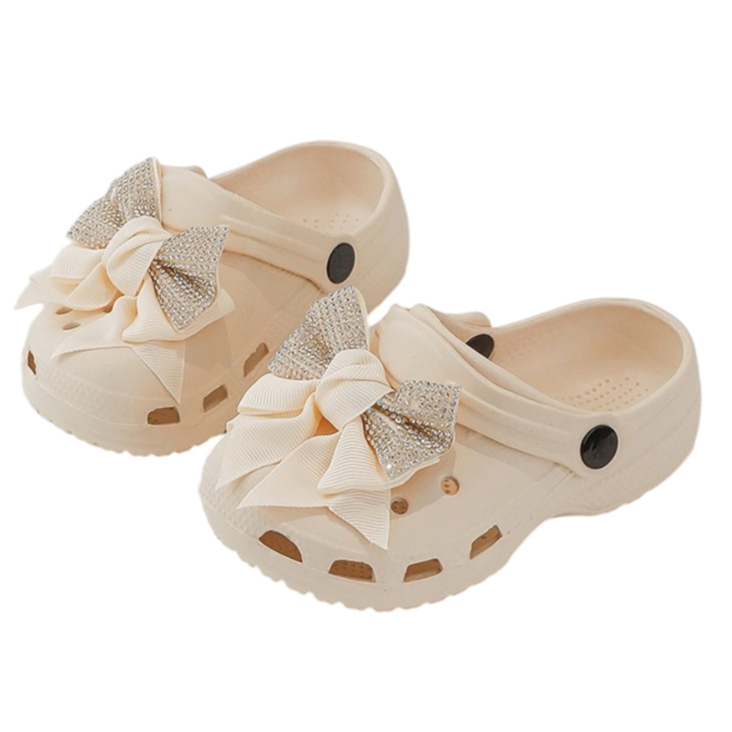 Sabots Élégance Beige – Nœud Strass