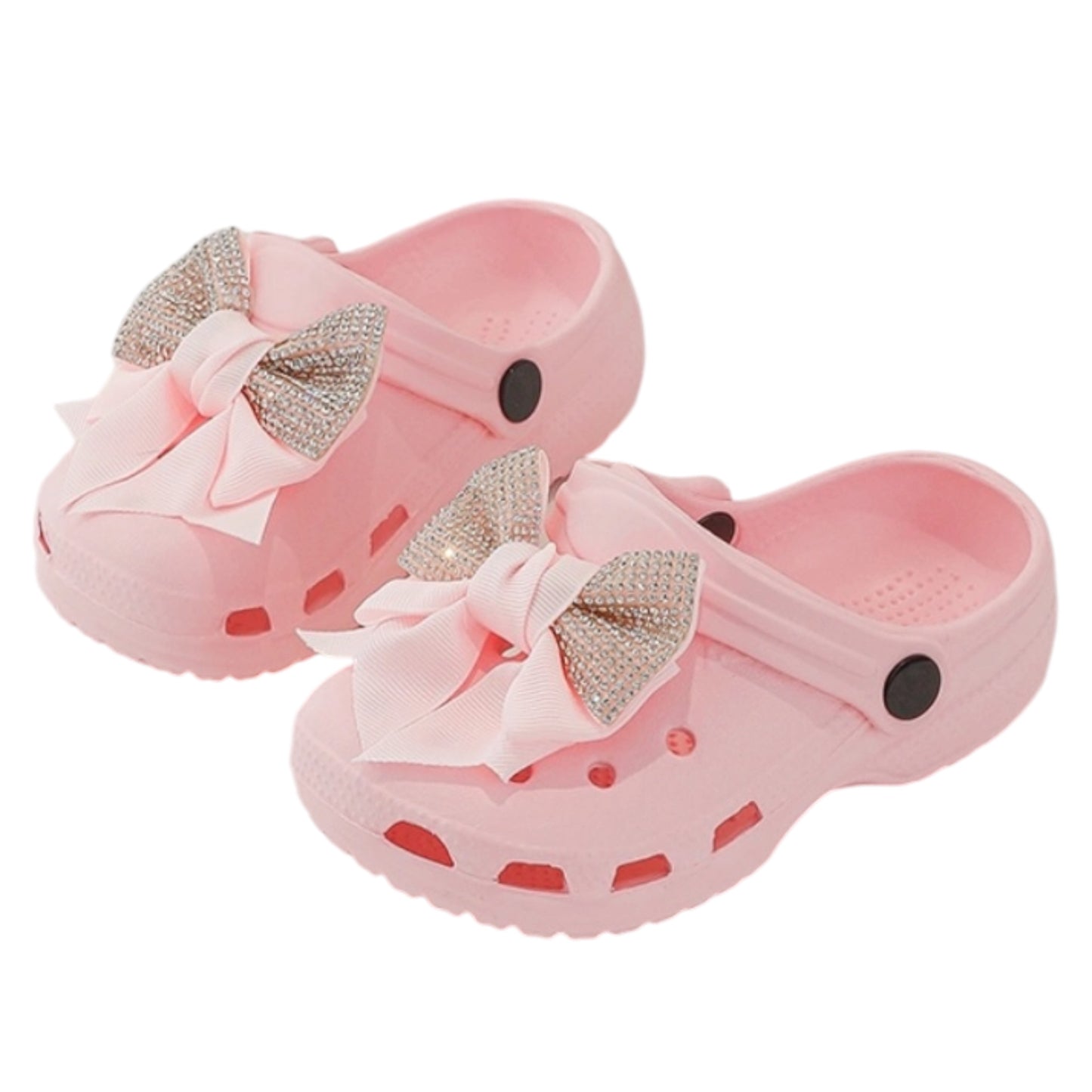 Sabots Élégance Rose – Nœud Strass