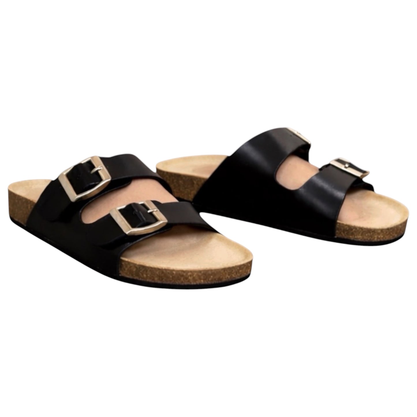 Claquettes Enfant Premium à Double Boucle Ella Noires