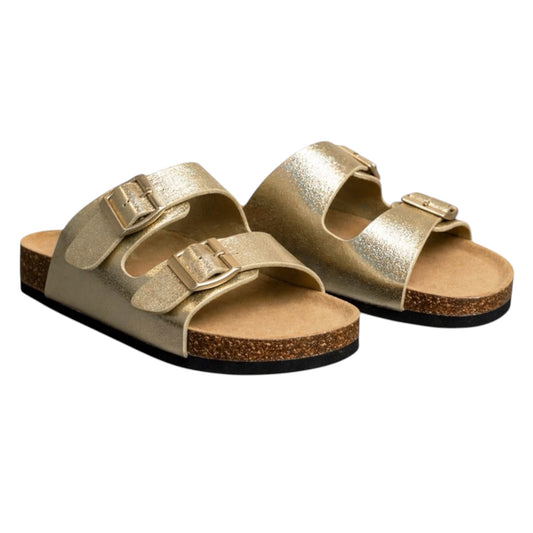 Claquettes Enfant Premium à Double Boucle Ella Dorées