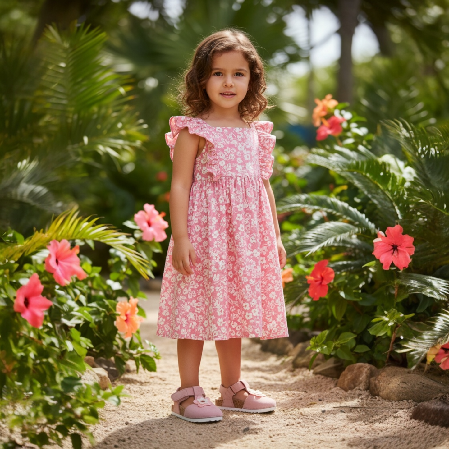Sandales Fleur Rose Enfant